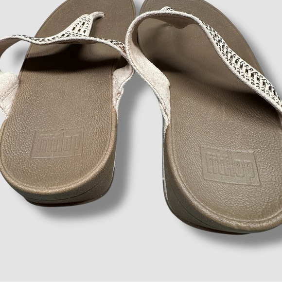 FitFlop Lulu Incastone Platform Sandal Size 7 Thong Toe Metallic Rhinestone - Picture 6 of 12
